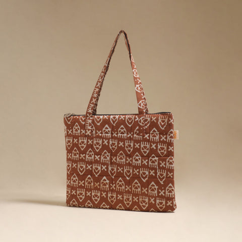 Brown - Quilted Fabric Handcrafted Handbag 29