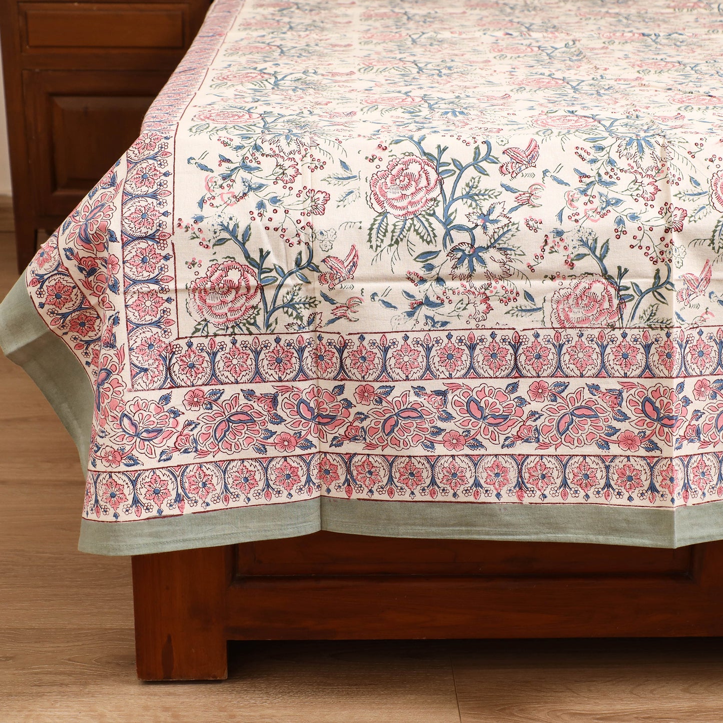 Sanganeri Hand Block Print Cotton Single Bedsheet (90 x 60 in) 47