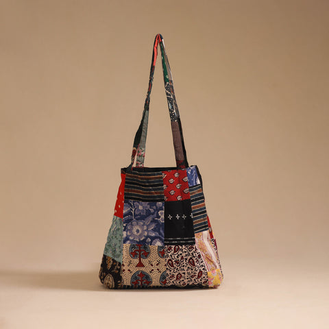 Multicolor - handcrafted patchwork cotton jhola bag 22