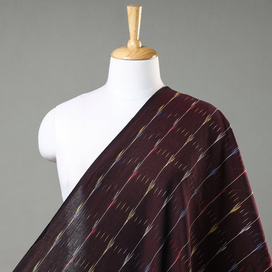 Maroon - Multicolor Boota Stripes Pochampally Ikat Weave Cotton Fabric