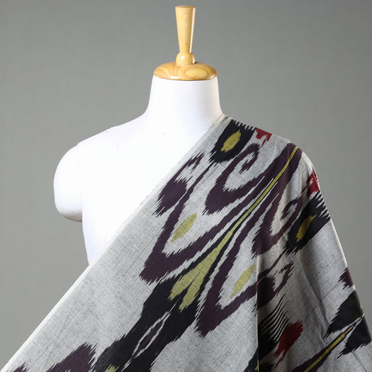 Big Violet Pattern On Grey Pochampally Central Asian Ikat Cotton Handloom Fabric