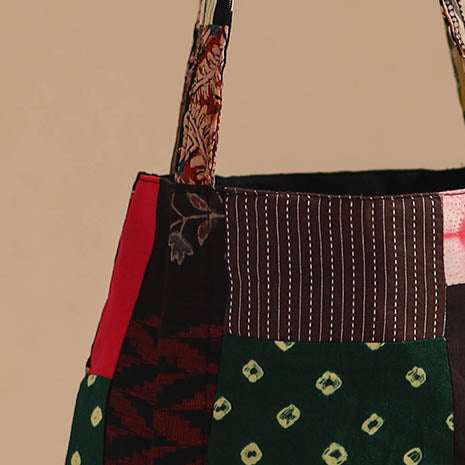 Multicolor - handcrafted patchwork cotton jhola bag 24