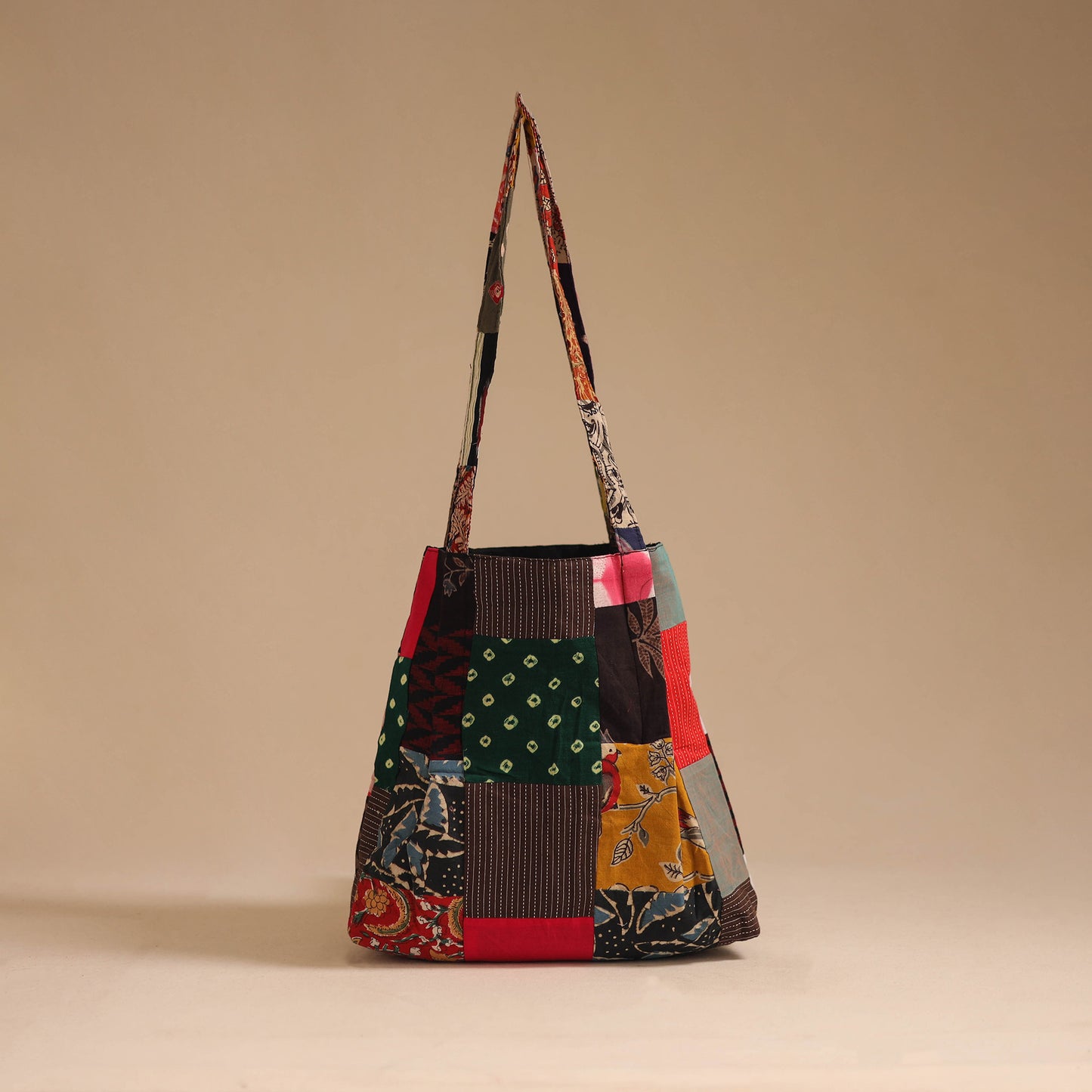 Multicolor - handcrafted patchwork cotton jhola bag 24