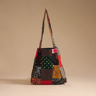 Multicolor - handcrafted patchwork cotton jhola bag 24