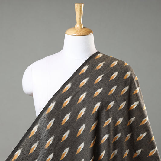 Yellow Butta's On Grey Pochampally Ikat Weave Cotton Fabric