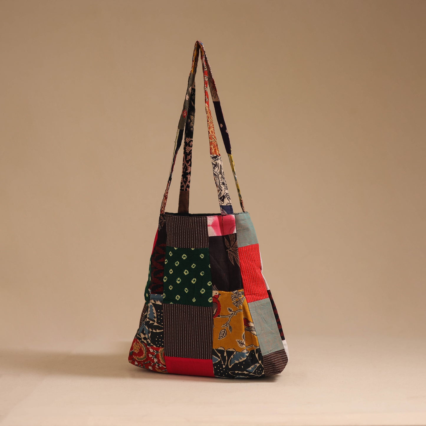 Multicolor - handcrafted patchwork cotton jhola bag 24