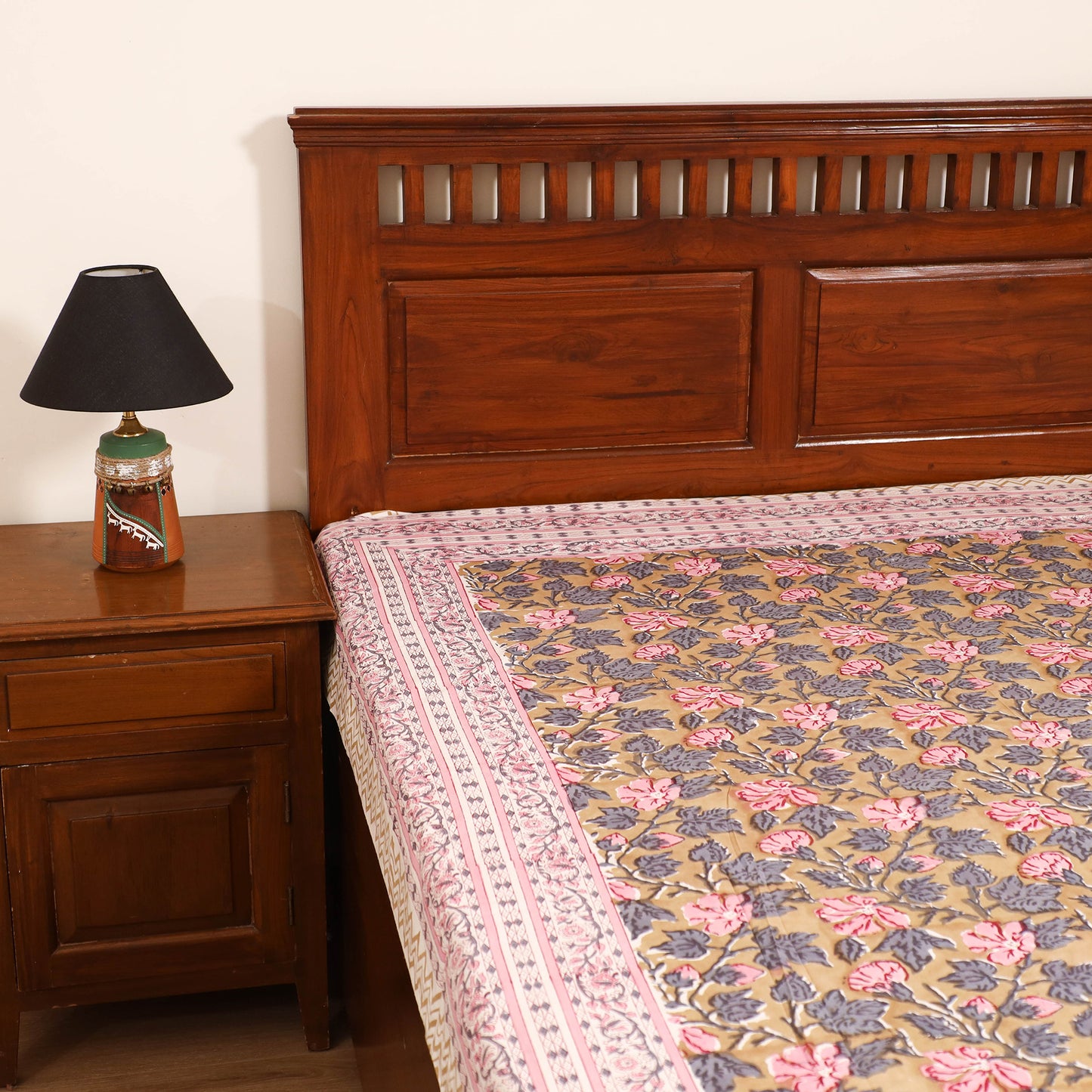 Sanganeri Hand Block Print Cotton Single Bedsheet (90 x 60 in) 48