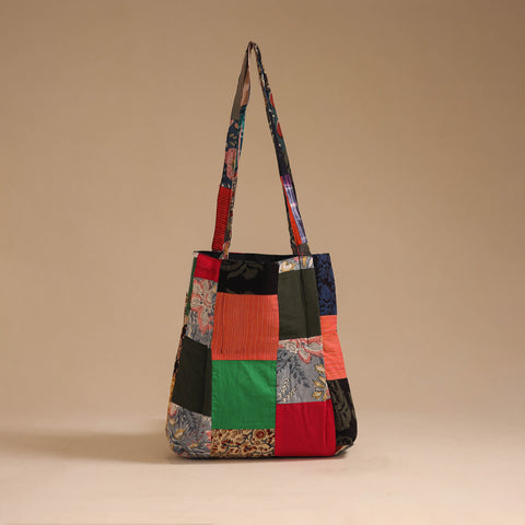 Multicolor - handcrafted patchwork cotton jhola bag 25