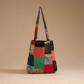 Multicolor - handcrafted patchwork cotton jhola bag 25