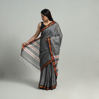 Grey - Mercerised Cotton Zari Border Dharwad Saree 40