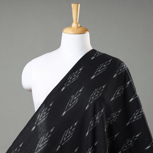 Big Butta's On Black Pochampally Ikat Weave Cotton Fabric 04