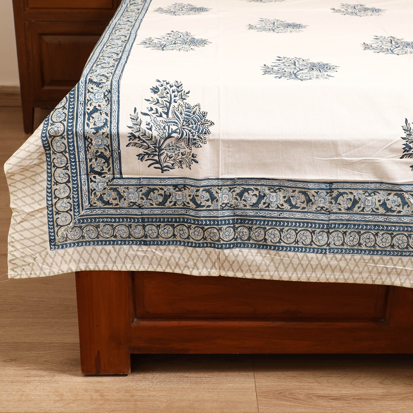 Sanganeri Hand Block Print Cotton Single Bedsheet (90 x 60 in) 49