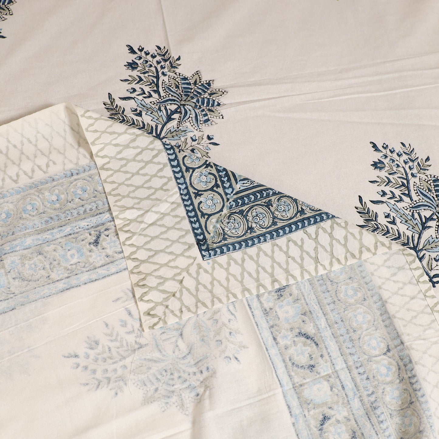 Sanganeri Hand Block Print Cotton Single Bedsheet (90 x 60 in) 49