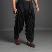 Black - Plain Cotton Traditional Men's Patiala 01