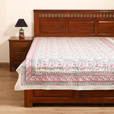 Sanganeri Hand Block Print Cotton Single Bedsheet (90 x 60 in) 50