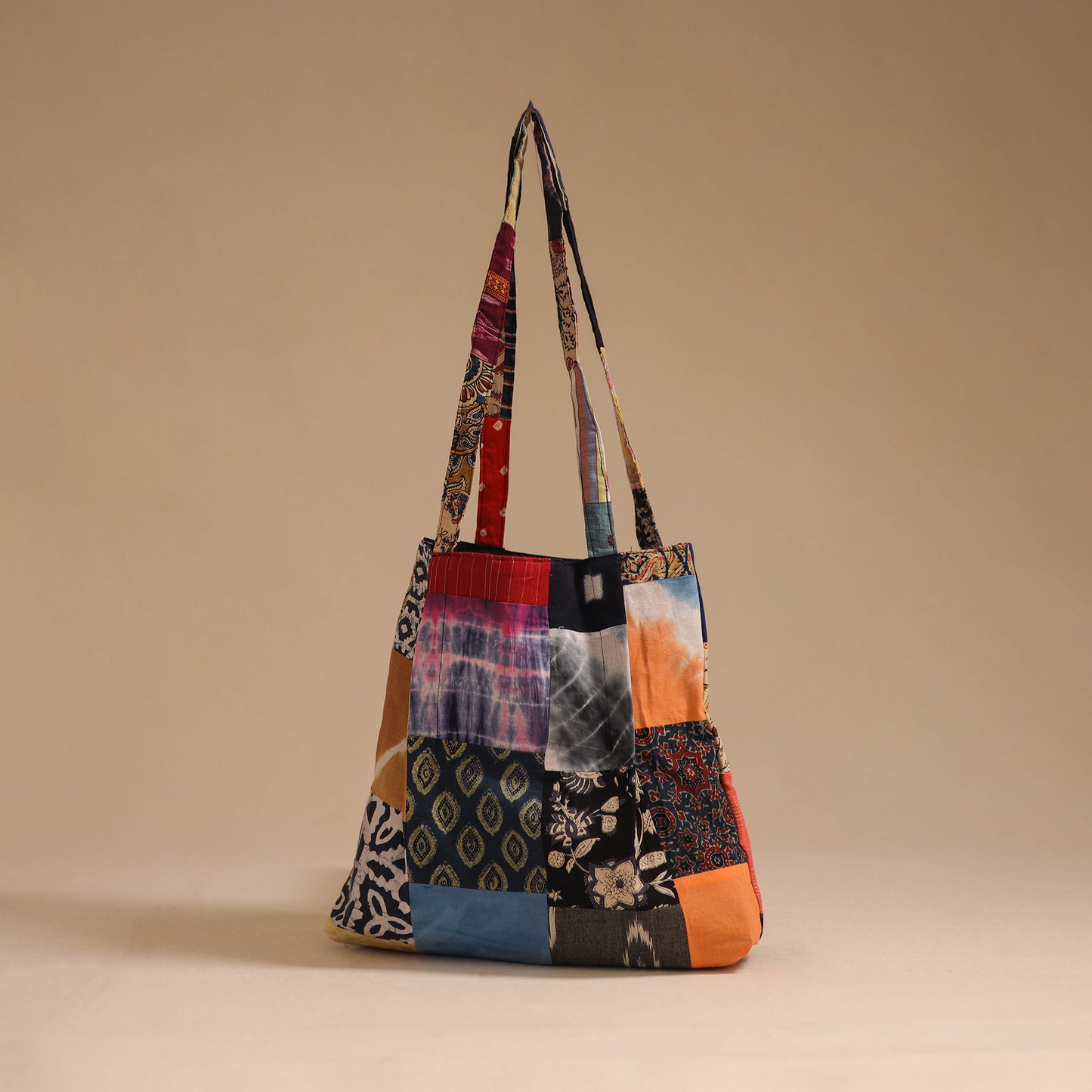 Multicolor - handcrafted patchwork cotton jhola bag 32