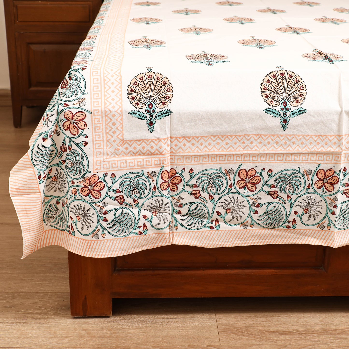 Sanganeri Hand Block Print Cotton Single Bedsheet (90 x 60 in) 51