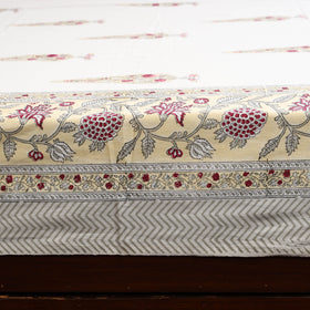 White - cotton double sanganeri bed sheet set (108 x 90 in)