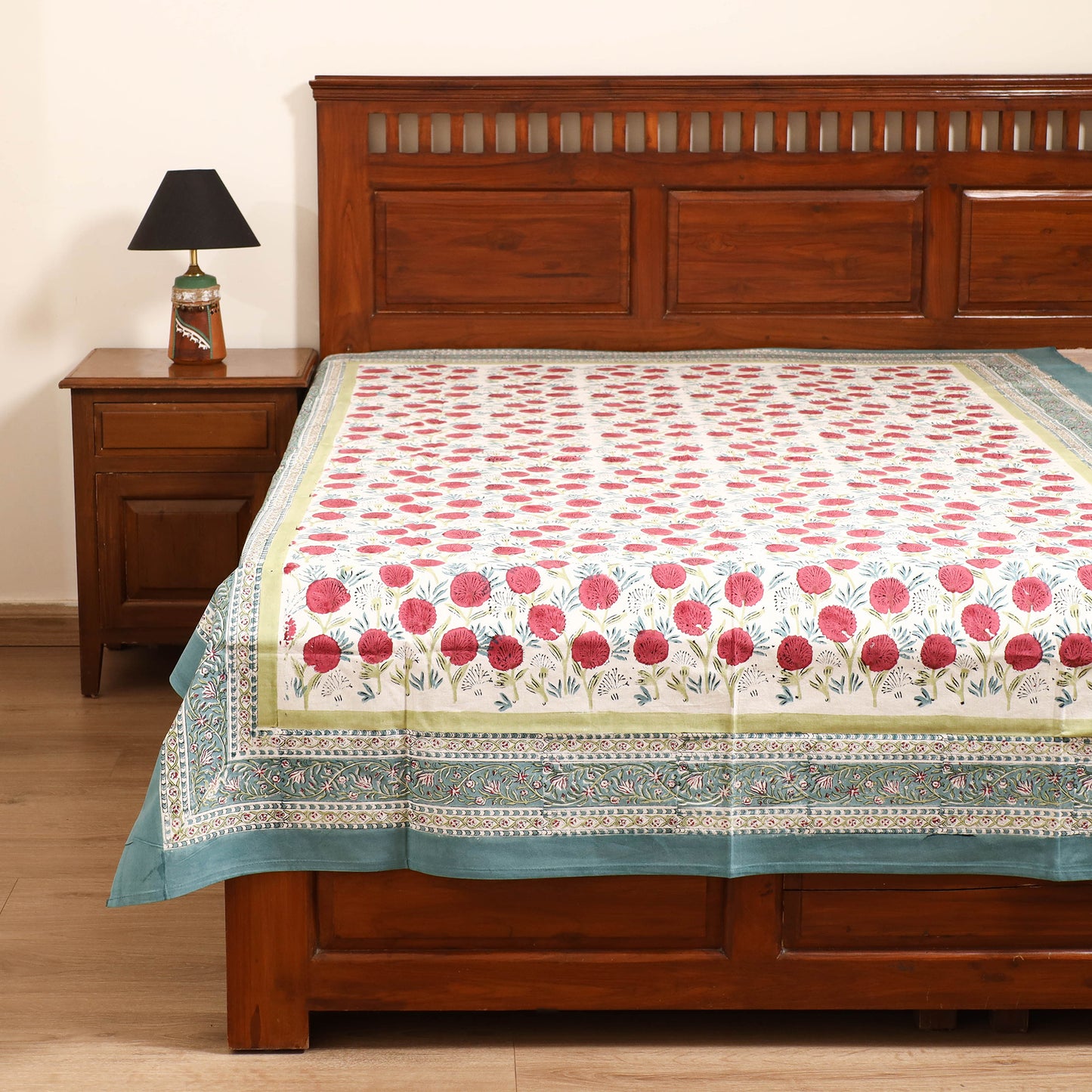 Sanganeri Hand Block Print Cotton Single Bedsheet (90 x 60 in) 52