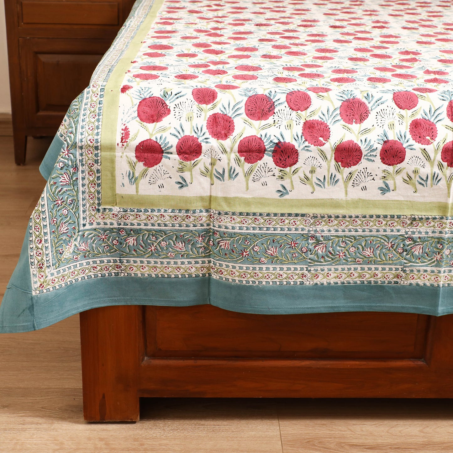Sanganeri Hand Block Print Cotton Single Bedsheet (90 x 60 in) 52