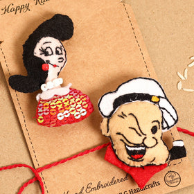 Popeye & Olive - Handmade Felt Rakhi & Lumba Set