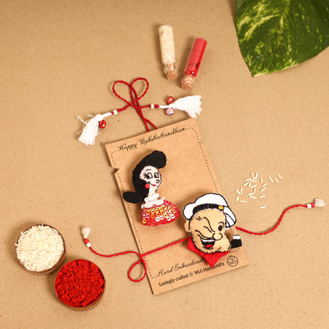 Popeye & Olive - Handmade Felt Rakhi & Lumba Set