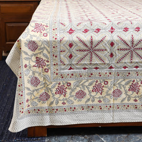 Beige - cotton double sanganeri bed sheet set (108 x 90 in)