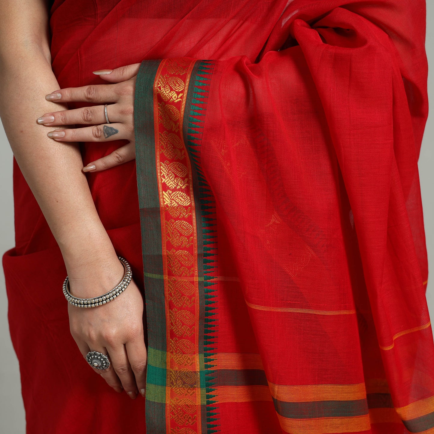 Mercerised Cotton Zari Border Dharwad Saree 43