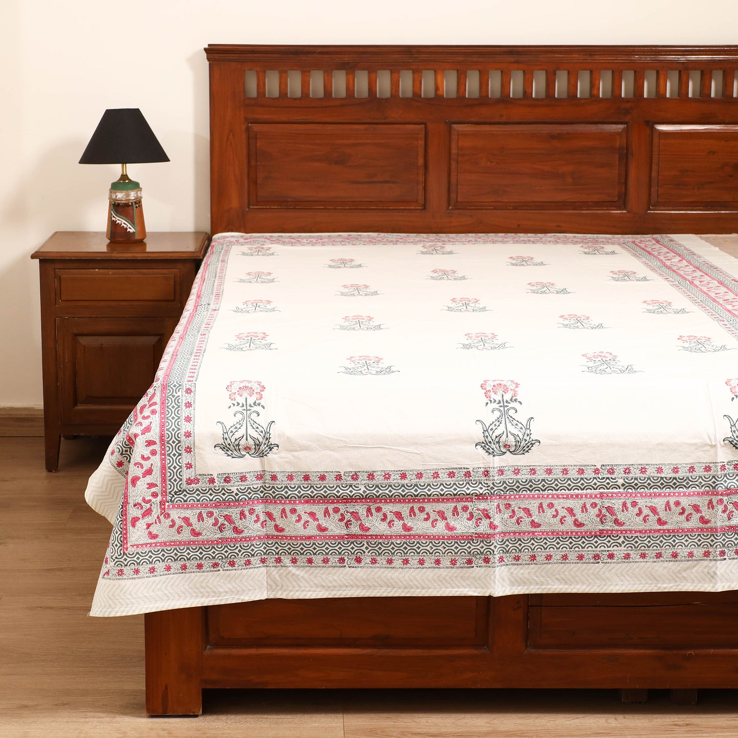 Sanganeri Hand Block Print Cotton Single Bedsheet (90 x 60 in) 53
