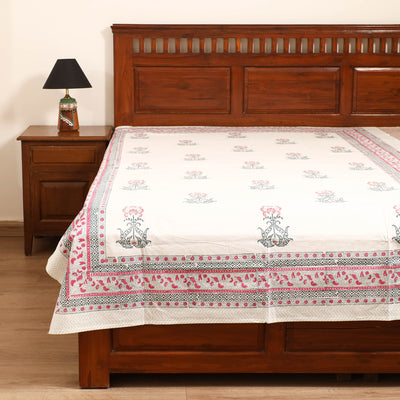 Sanganeri Hand Block Print Cotton Single Bedsheet (90 x 60 in) 53