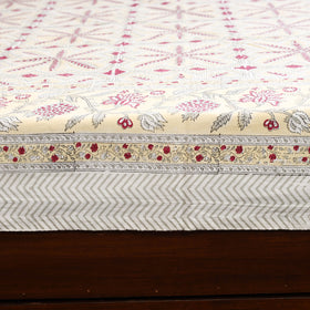 Beige - cotton double sanganeri bed sheet set (108 x 90 in)