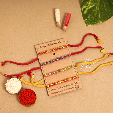  Handmade Bead Work Rakhi (Set of 4)