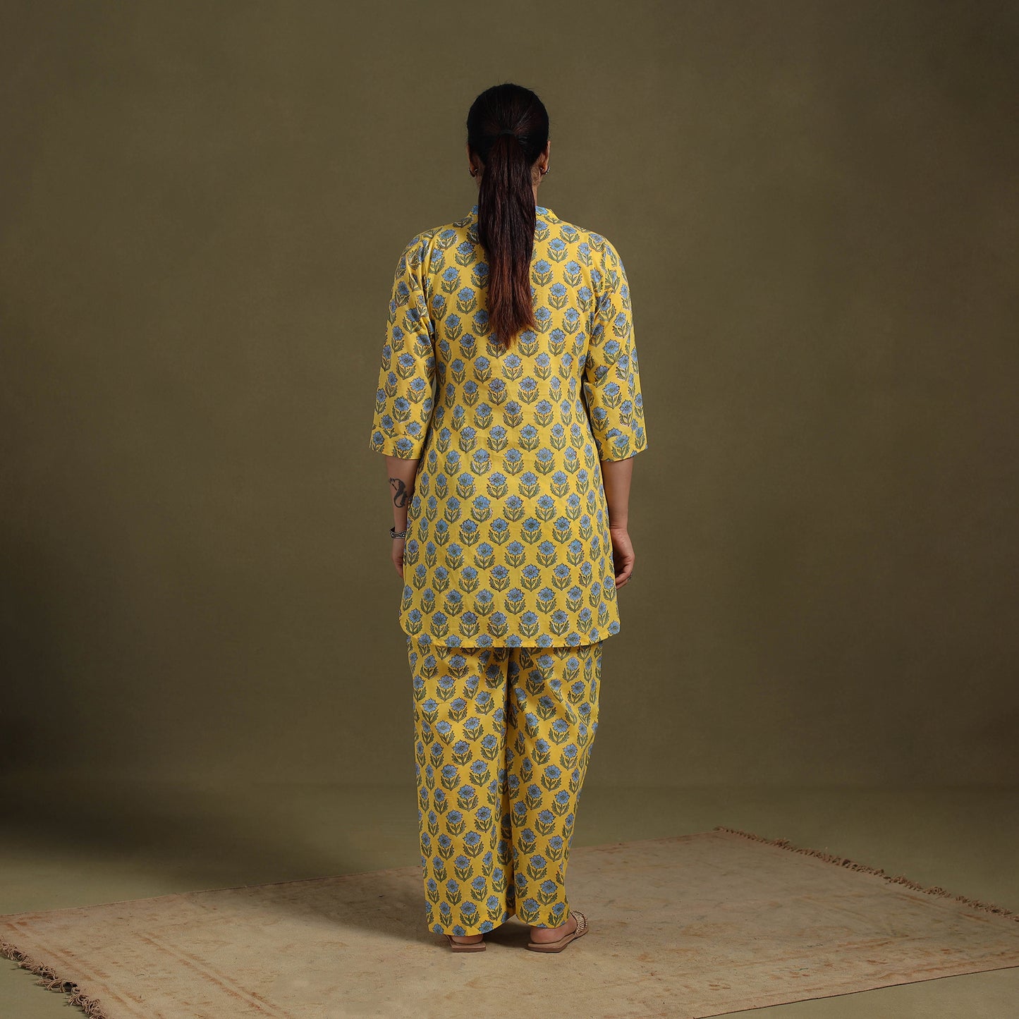Yellow Cotton Sanganeri Block Print Co-Ord Set