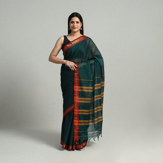 Green - Mercerised Cotton Zari Border Dharwad Saree 44