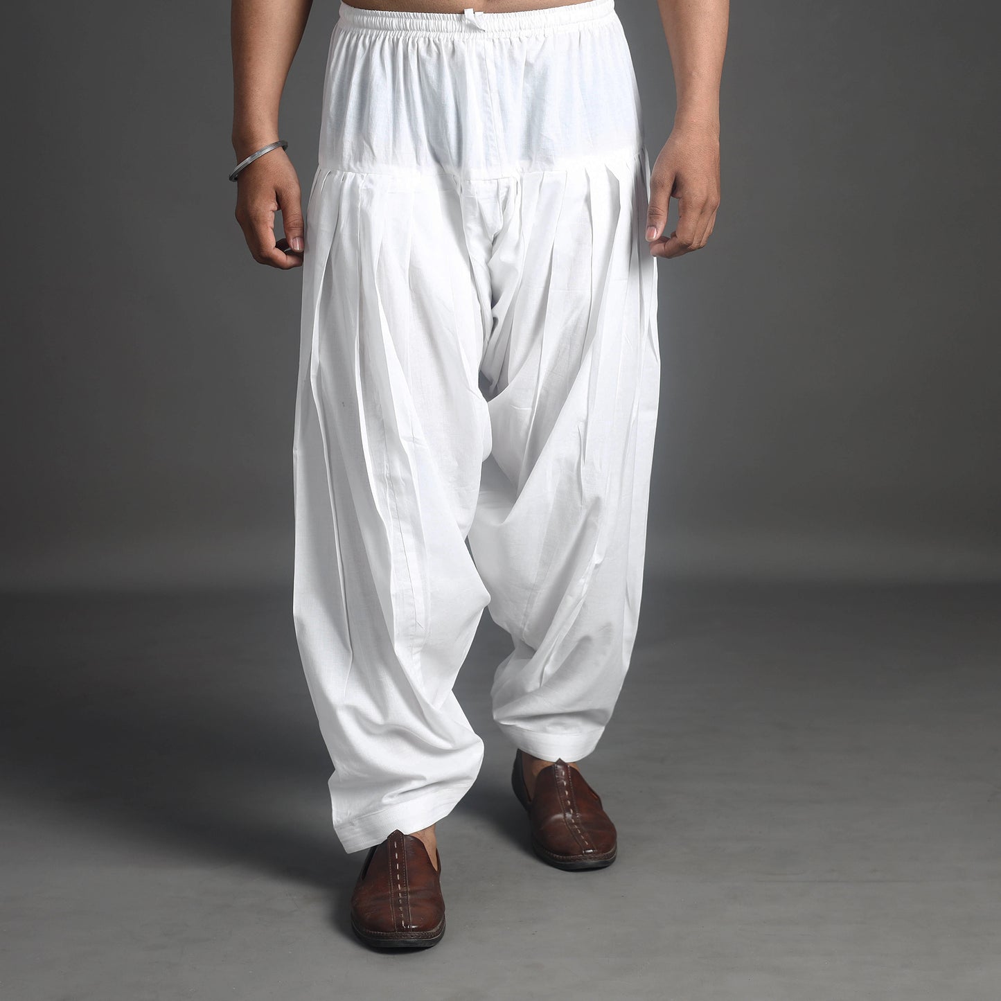 White - Plain Cotton Traditional Men's Patiala 05