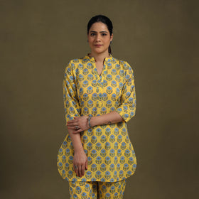 Yellow Cotton Sanganeri Block Print Co-Ord Set