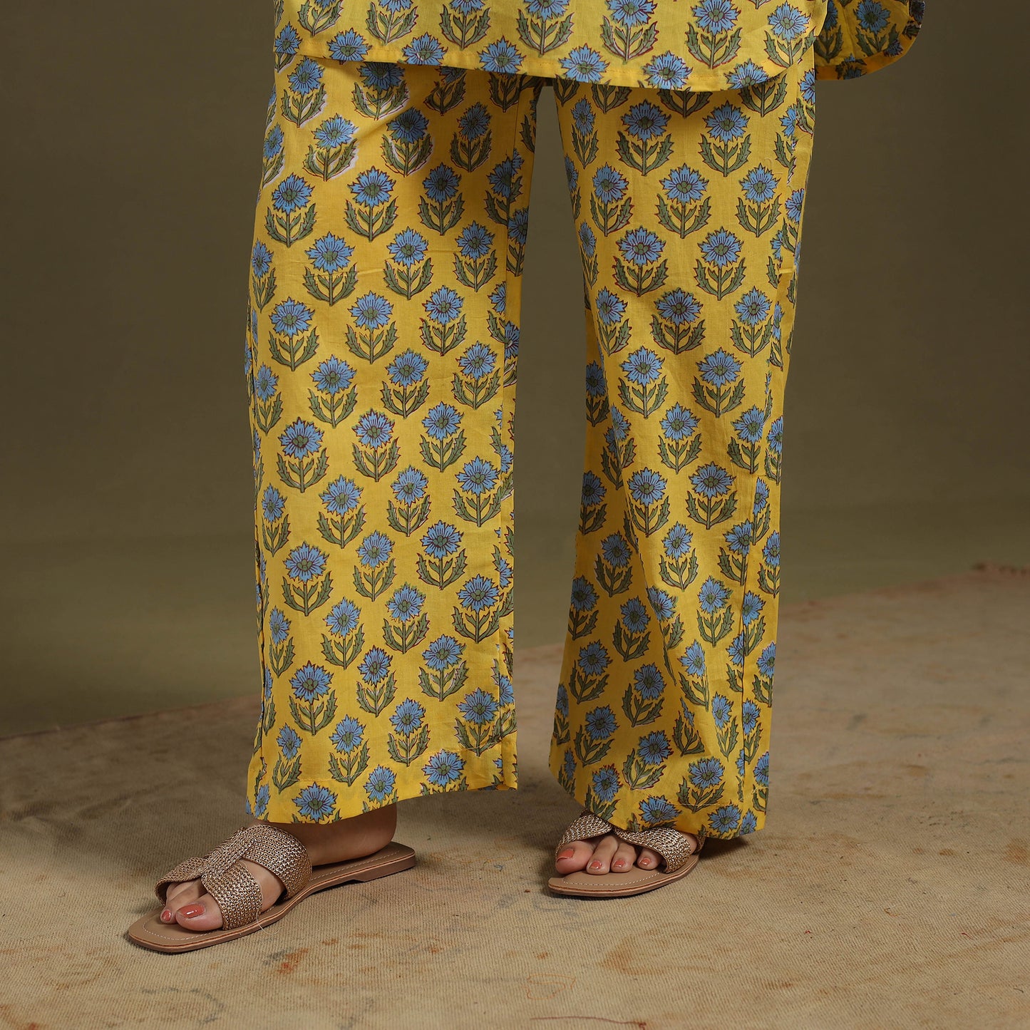 Yellow Cotton Sanganeri Block Print Co-Ord Set