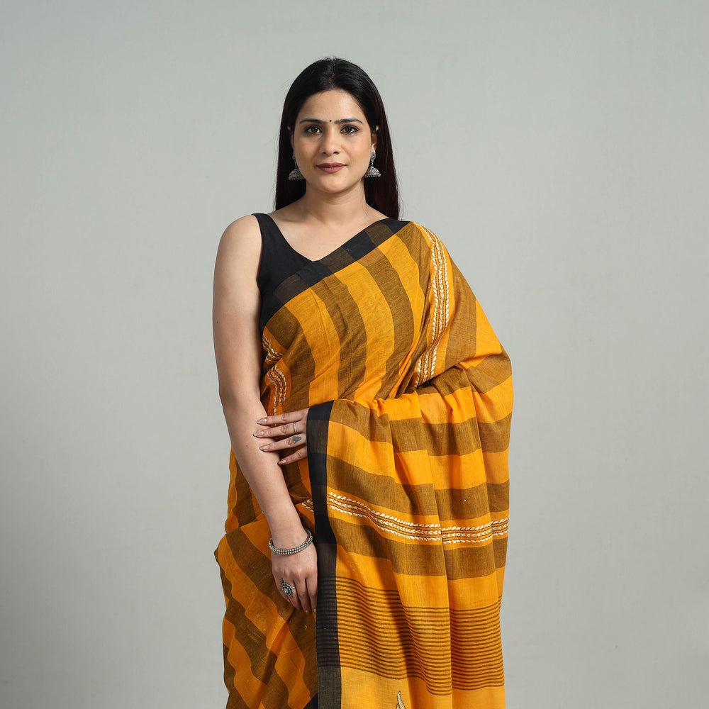 Handloom Cotton Bengal Kantha Embroidery Saree 01