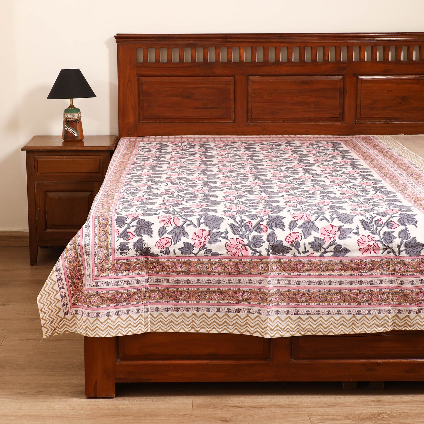 Sanganeri Hand Block Print Cotton Single Bedsheet (90 x 60 in) 55
