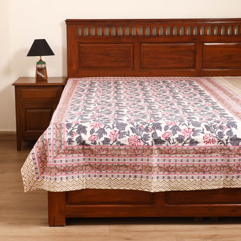 Sanganeri Hand Block Print Cotton Single Bedsheet (90 x 60 in) 55