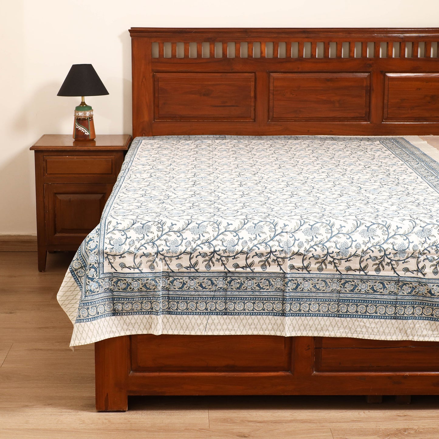 Sanganeri Hand Block Print Cotton Single Bedsheet (90 x 60 in) 56