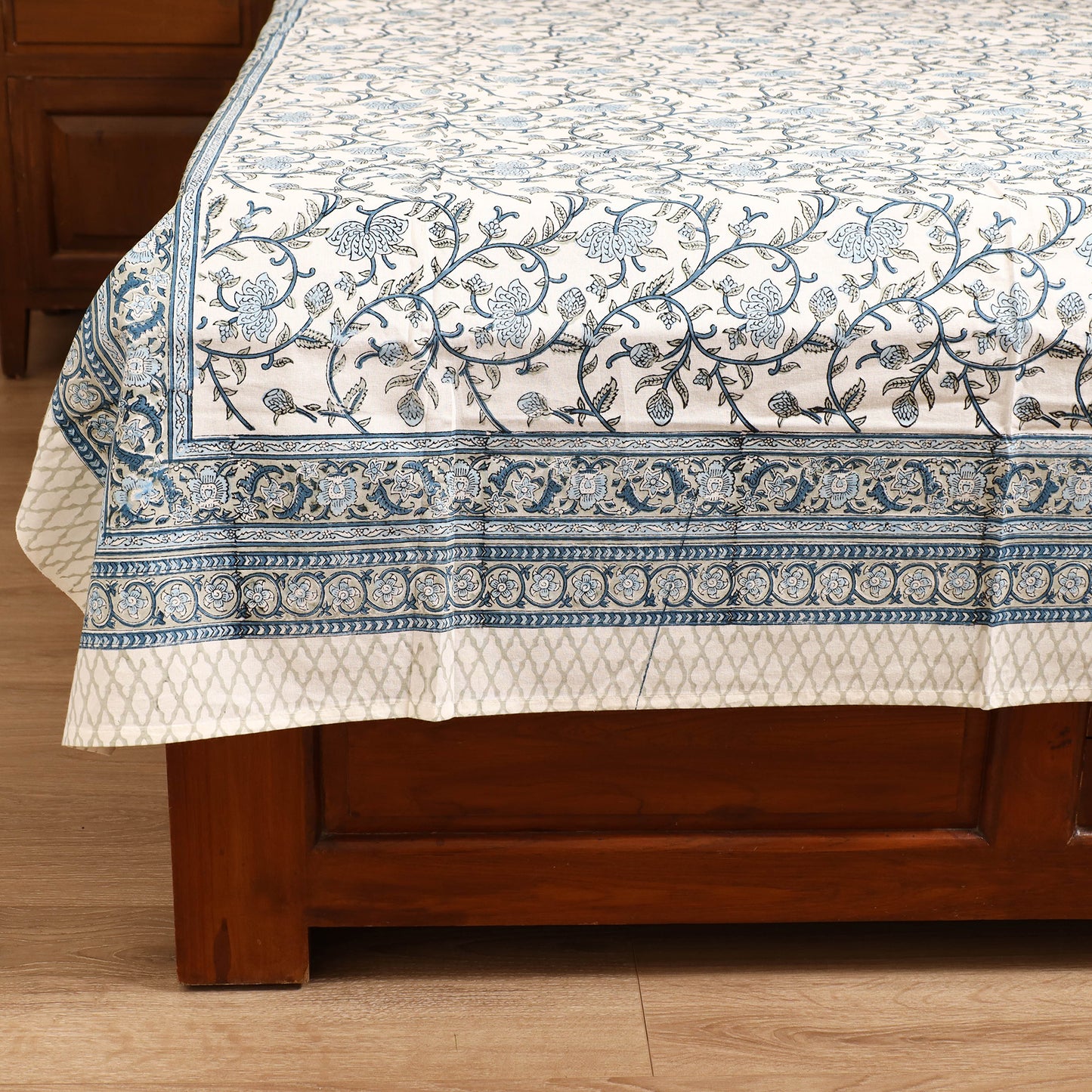 Sanganeri Hand Block Print Cotton Single Bedsheet (90 x 60 in) 56