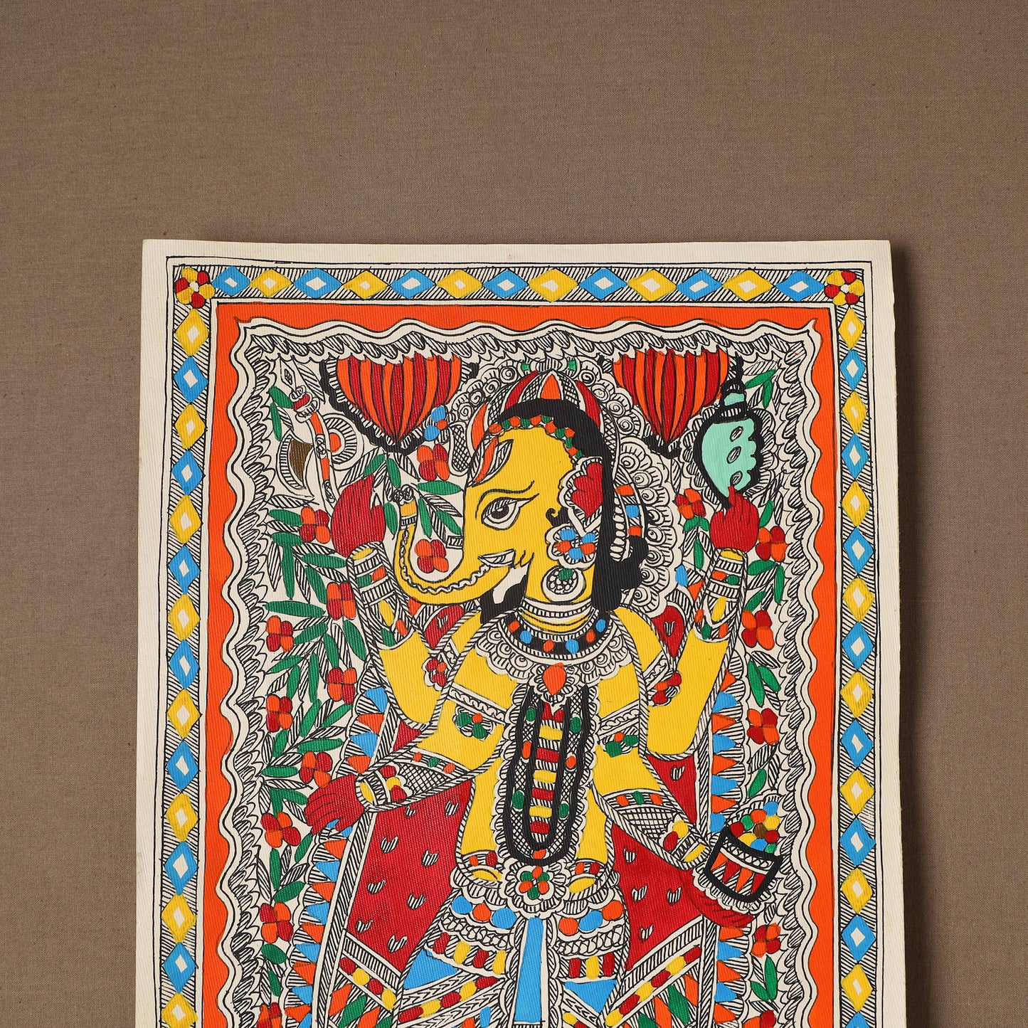 Handpainted Madhubani Painting by Santosh Paswan (15 x 11 in) 05