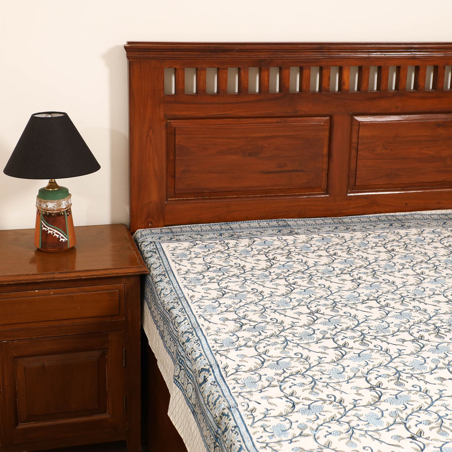 Sanganeri Hand Block Print Cotton Single Bedsheet (90 x 60 in) 56