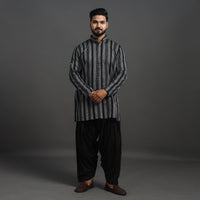 Black - Plain Cotton Traditional Men's Patiala 01