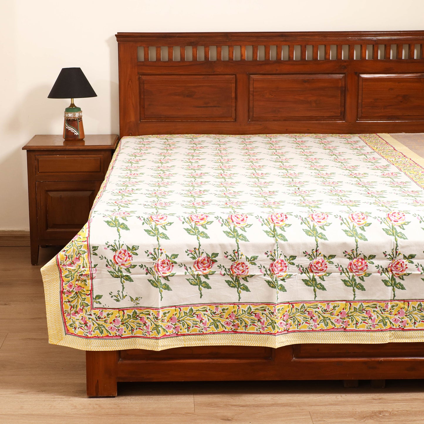 Sanganeri Hand Block Print Cotton Single Bedsheet (90 x 60 in) 57