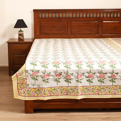Sanganeri Hand Block Print Cotton Single Bedsheet (90 x 60 in) 57