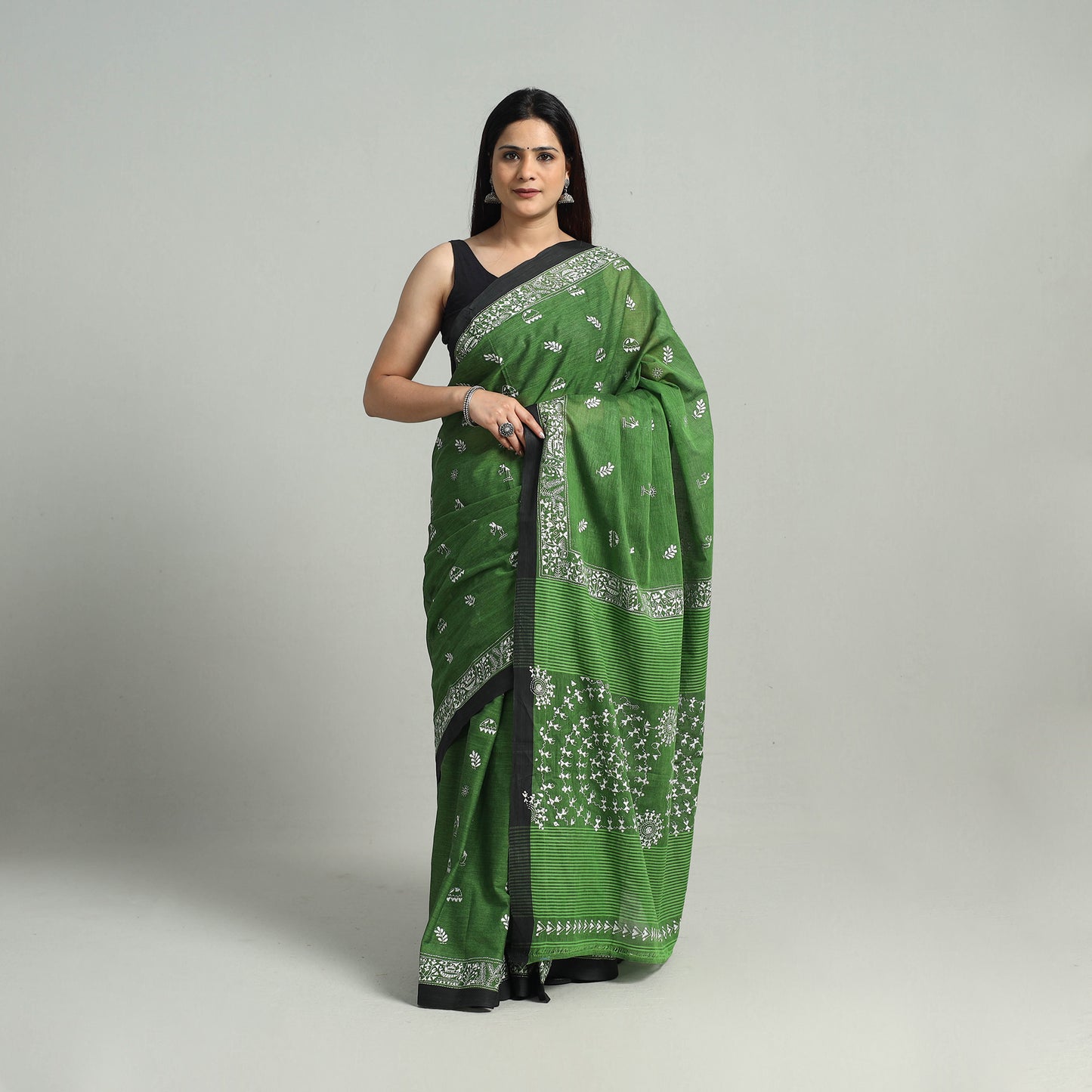 Handloom Cotton Bengal Kantha Embroidery Saree 03