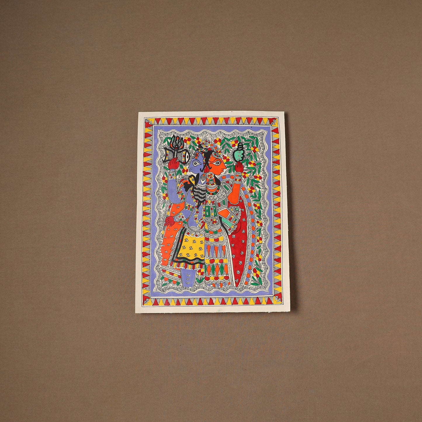 Handpainted Madhubani Painting by Santosh Paswan (15 x 11 in) 06