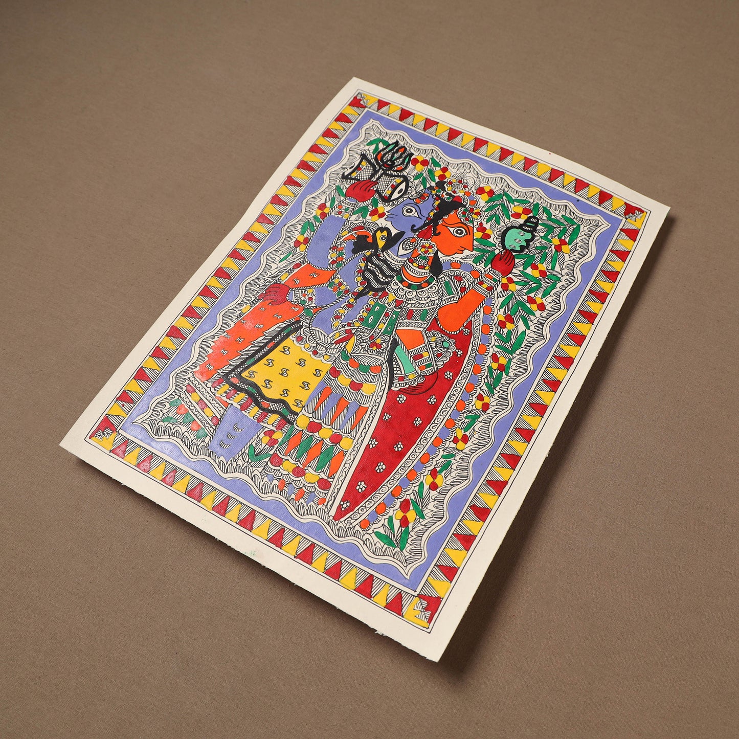 Handpainted Madhubani Painting by Santosh Paswan (15 x 11 in) 06